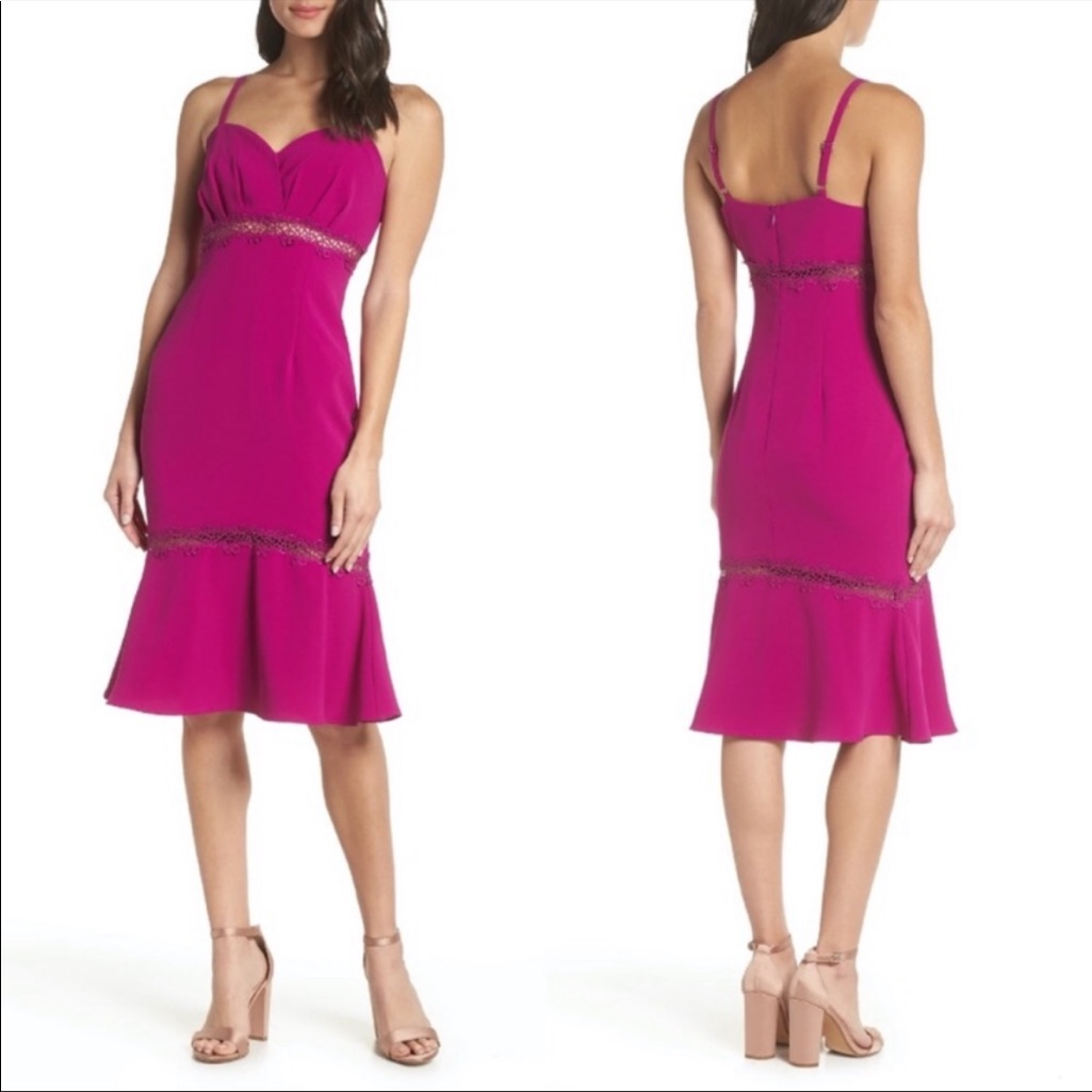Foxiedox Fuchsia Lace Iris Midi Dress Size Small